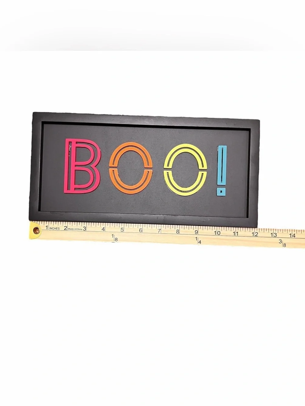 New Halloween Multicolor Wood Neon Boo! Wall Sign Decoration